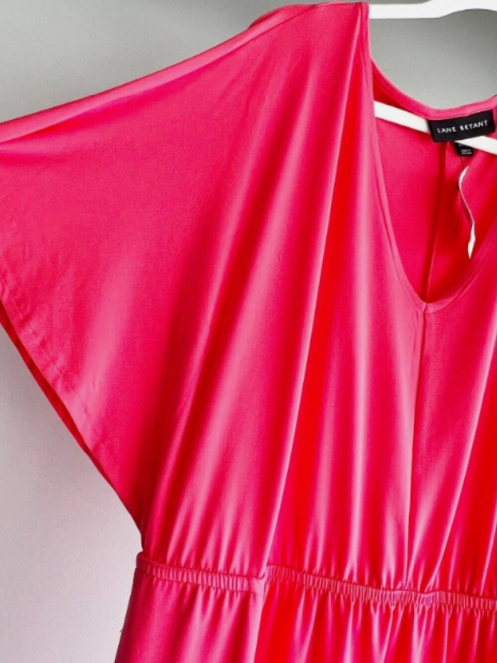 Lane Bryant Size 14/16 Coral Scoop Neck Elastic Waist Midi Dress NEW! - Picture 3 of 4